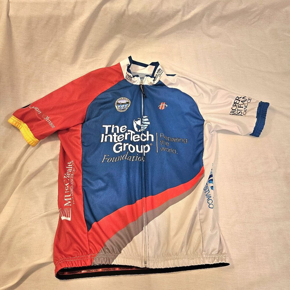 Jerry Zucker Ride for Hope Cycling Jersey Men's Medium Club Fit Full Zipper